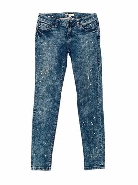 CAbi Constellation Paint Splatter Jeans Size 2 Stretch Skinny Blue Denim
